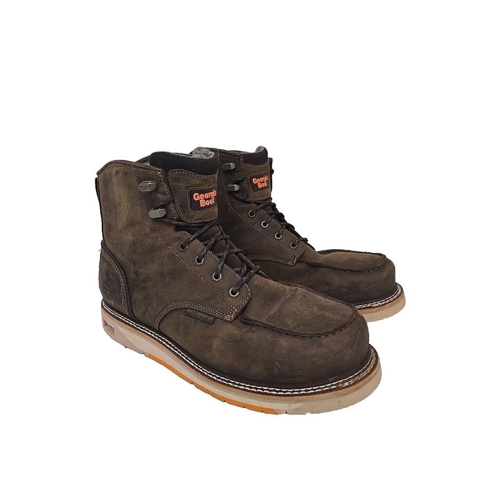 Georgia Men's GB00592 6" Waterproof Wedge Composite Toe Boot Brown Size 12M